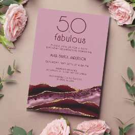 Convite 50 e Fabuloso Agate Rosa 50. Aniversário