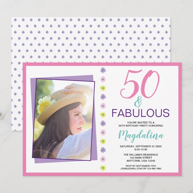 Convite 50 e Fabuloso Aniversário (Frente/Verso)