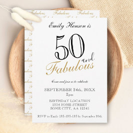 Convite 50 e Fabuloso Aniversário com Letra Elegante