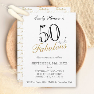 Convite 50 e Fabuloso Aniversário com Letra Elegante