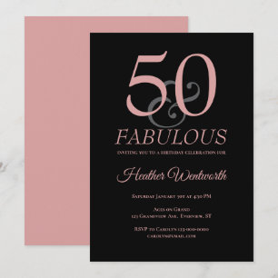 Convite 50 e Fabuloso Aniversário de 50 anos Rosa Poeirent