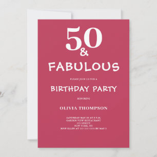 Convite 50 e Fabuloso aniversário de magenta