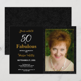 Convite 50 E Fabuloso Aniversário Dourado Preto