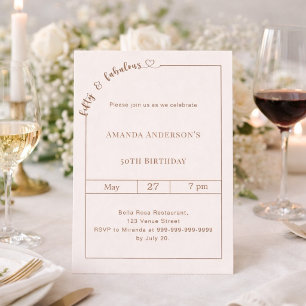 Convite 50 e fabuloso aniversário marfim