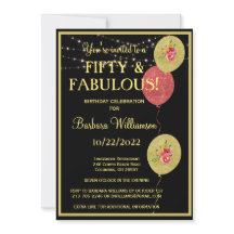 50 e fabuloso Aniversário preto Dourado