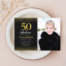 50 e fabuloso aniversário preto dourado brilho fot