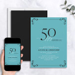 Convite 50 e Fabuloso aniversário preto e branco de turque<br><div class="desc">É seu aniversário especial de 50 anos, e é hora de comemorar! Você quer jogar o melhor baluarte na cidade? Certifique-se de que comece com o melhor estilo com este 50 e Fabuloso Convite de Aniversário para Caligrafia Branca e Preta Turquesa. Certamente dará o tom para uma celebração glamourosa. Este...</div>