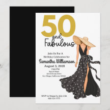 50 e Fabuloso Aniversário Preto e Dourado