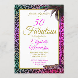 Convite 50 e Fabuloso Aniversário Selvagem de Palma Púrpur