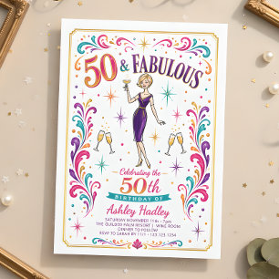 Convite 50 e Fabuloso Champanhe Aniversário de 50 anos