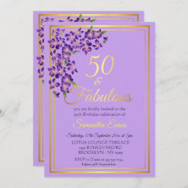 Convite 50 e Fabuloso Dourado Violet 50º aniversário