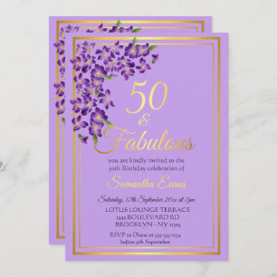 Convite 50 e Fabuloso Dourado Violet 50º aniversário