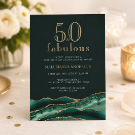 Convite 50 e Fabuloso Emerald Green Agate 50º aniversário