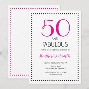 Convite 50 e Fabuloso Encantador Aniversário de 50 anos