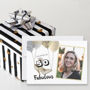 Convite 50 E Fabuloso Foto Negrito Dourado Aniversário