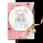 Convite 50 e Fabuloso Grelha Preta Rosa 50, Aniversário<br><div class="desc">Procurando um abstrato de vidro para a grande festa de aniversário 50? Algo que vai adicionar bastante diversão à comemoração? Você pode adicionar uma mensagem pessoal e o nome dela também!</div>