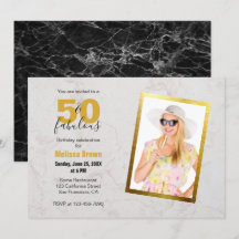 50 e Fabuloso Mármore de Foto Dourado Aniversário 