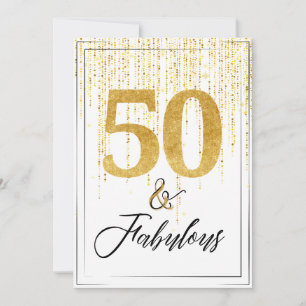 Convite 50 e Fabuloso no aniversário Dourado da Glitter