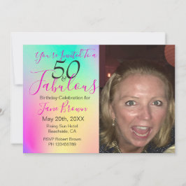 Convite 50 e Fabuloso Rainbow Colorful Birthday