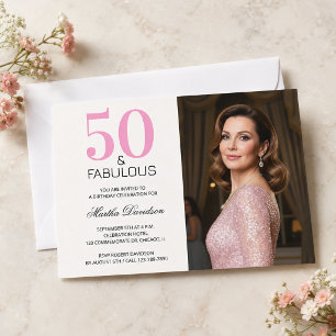 Convite 50 e Fabuloso Rosa Aniversário de 50 anos