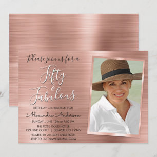 Convite 50 e Fabuloso Rosa Elegante, Foto Rosa Blush Doura