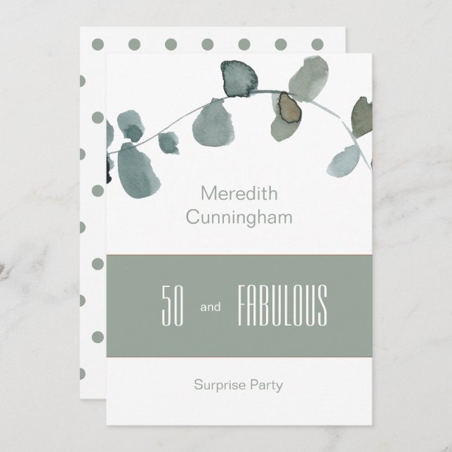 Convite 50 e fabuloso sábado, aniversário simples (Frente/Verso)