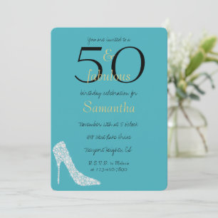 Convite 50 e Fabuloso Saltos de Diamante Água Aniversário 