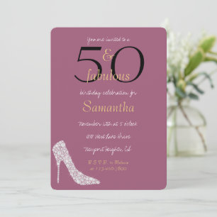 Convite 50 e Fabuloso Saltos de Diamante Roxo Aniversário