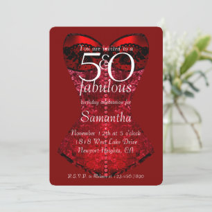 Convite 50 e Fabulosos Corset Vermelho de Aniversário