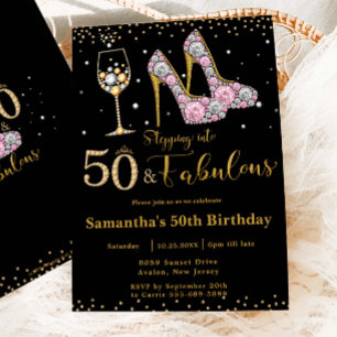 Convite 50 e fabulosos saltos altos, dia 50 de aniversário