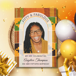 Convite 50 E FANTÁSTICO Aniversário FOTO CELEBRAÇÃO Kente