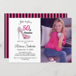 Convite 50 e Festa de aniversário fabulosa