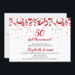 Convite 50 E Phenomenal Aniversário<br><div class="desc">50 e fenomenal fita vermelha e confetti em branco com uma fonte de script de tendência para a sua 50ª festa de aniversário. Estilo festivo e moderno. Personalize com suas informações. Personalizar para qualquer idade. 30,  40,  60,  70,  80 e mais. Consulte o cheio em: https://www.zazzle.com/collections/red_ribbon_streamers_confetti_birthday_invites-119242399560098624</div>
