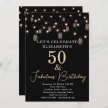 50 e preto fabuloso com luzes de cordas