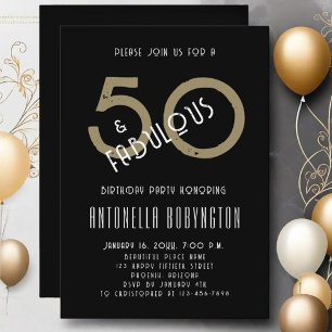 Convite 50 fabulosa celebração de aniversário de ouro bran