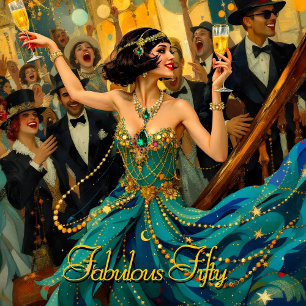 Convite 50 Fabuloso 1920 Arte deco flapper Jóia Verde