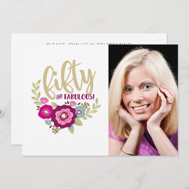 Convite 50 Fabuloso 50º Aniversário (Frente/Verso)
