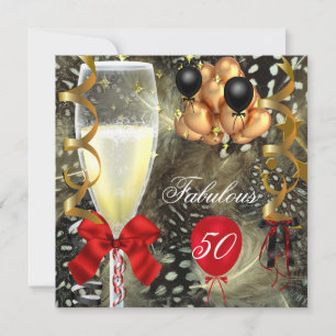 Convite 50 & Fabuloso Aniversário de Ouro Vermelho e Preto