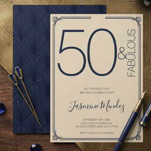 Convite 50 & Fabuloso Art Deco Elegante Geométrico Anivers