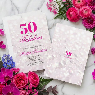 Convite 50 & Fabuloso Celebração de Glamour de Cristal