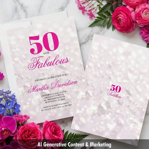 Convite 50 & Fabuloso Celebração de Glamour de Cristal