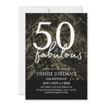 50 & Fabuloso Moderno Dourado e Preto Aniversário