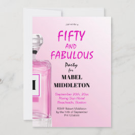 Convite 50 Fabuloso Monograma de Perfume Rosa Quadrado Fra