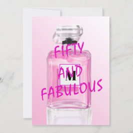 Convite 50 Fabuloso Monograma de Perfume Rosa Quadrado Fra