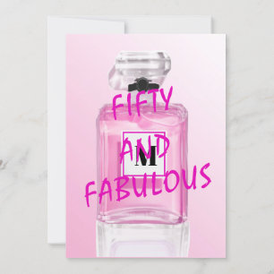 Convite 50 Fabuloso Monograma de Perfume Rosa Quadrado Fra