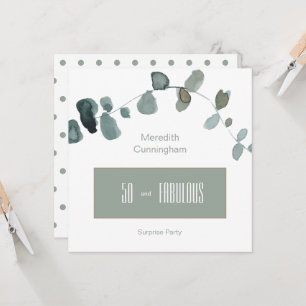 Convite 50 & Fabuloso Sage Cumpleanos Simples Quadrado