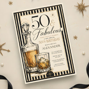 Convite 50 & Fabuloso Tema Whisky Aniversário de 50 anos