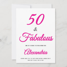 Convite  50 & Fabulous Hot Pink Black 50th Birthday 
