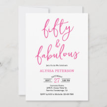 50 & Fabulous Pink Modern Script 50th Birthday 