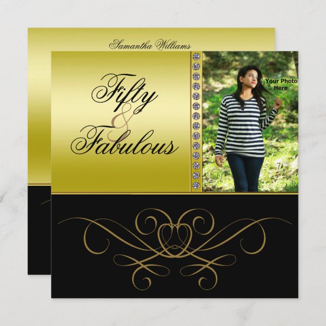 Convite 50 Fotos femininas e de Diamond Fabuloso (Frente/Verso)